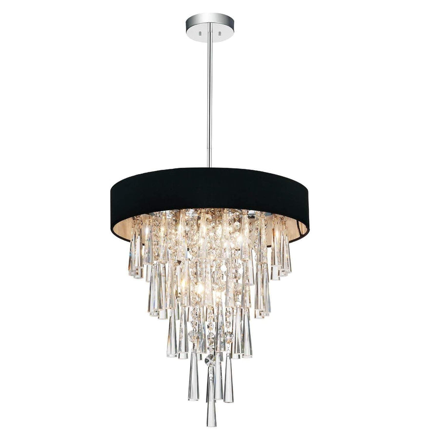 CWI Lighting Chandeliers Chrome / K9 Clear Franca 6 Light Drum Shade Chandelier with Chrome finish by CWI Lighting 5523P16C (Black)