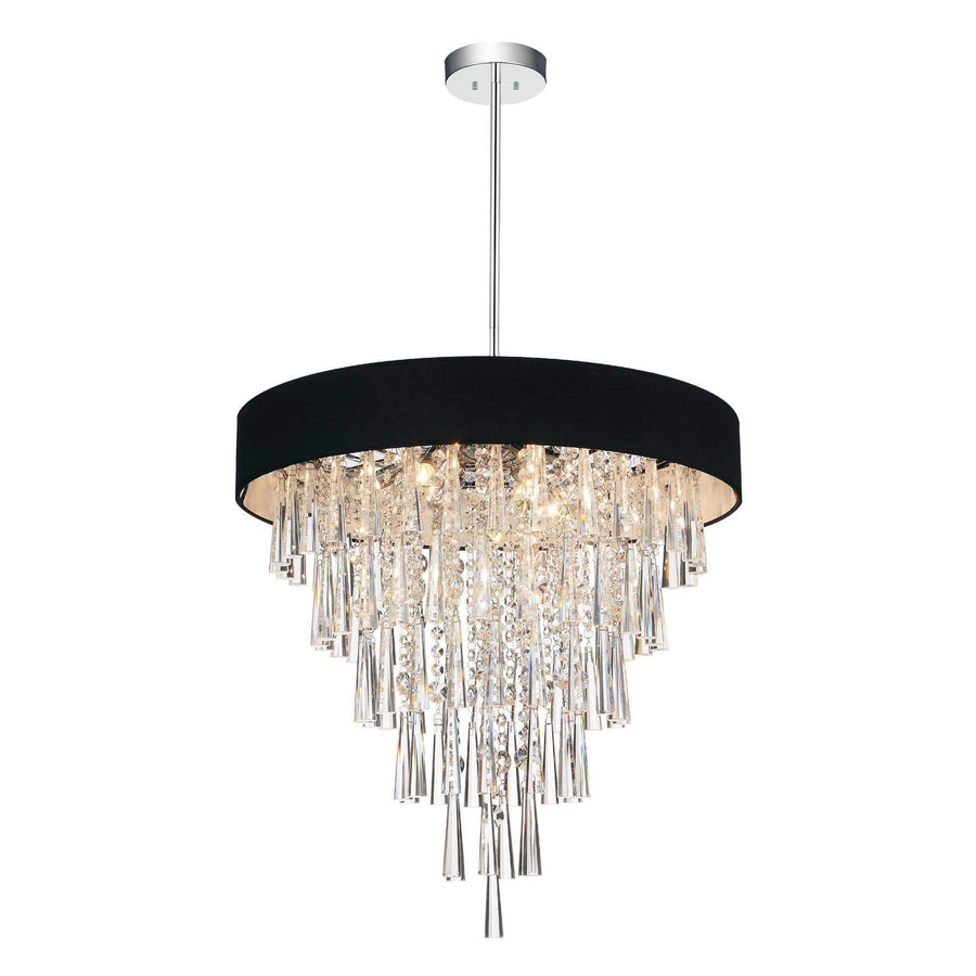 CWI Lighting Chandeliers Chrome / K9 Clear Franca 8 Light Drum Shade Chandelier with Chrome finish by CWI Lighting 5523P22C (Black)