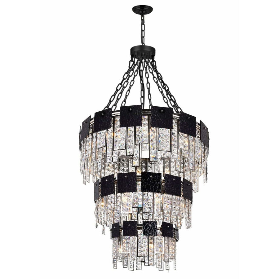 CWI Lighting Chandeliers Polished Nickel / K9 Clear Glacier 24 Light Down Chandelier with Polished Nickel Finish by CWI Lighting 1099P32-24-613