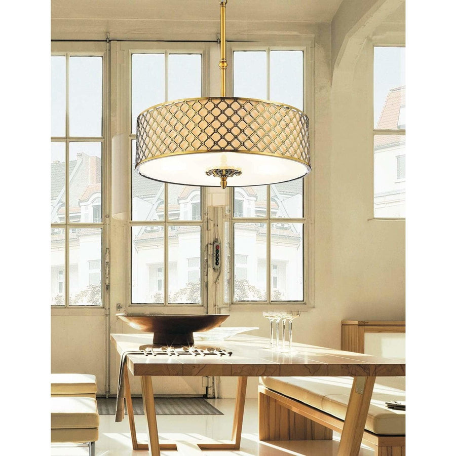 CWI Lighting Chandeliers French Gold Gloria 4 Light Drum Shade Chandelier with French Gold finish by CWI Lighting 9835P20-4-605