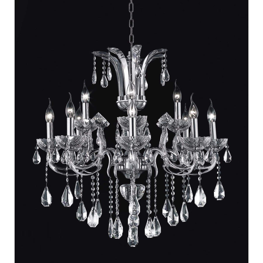 CWI Lighting Chandeliers Chrome / K9 Clear Glorious 12 Light Up Chandelier with Chrome finish by CWI Lighting 2024P28C-12