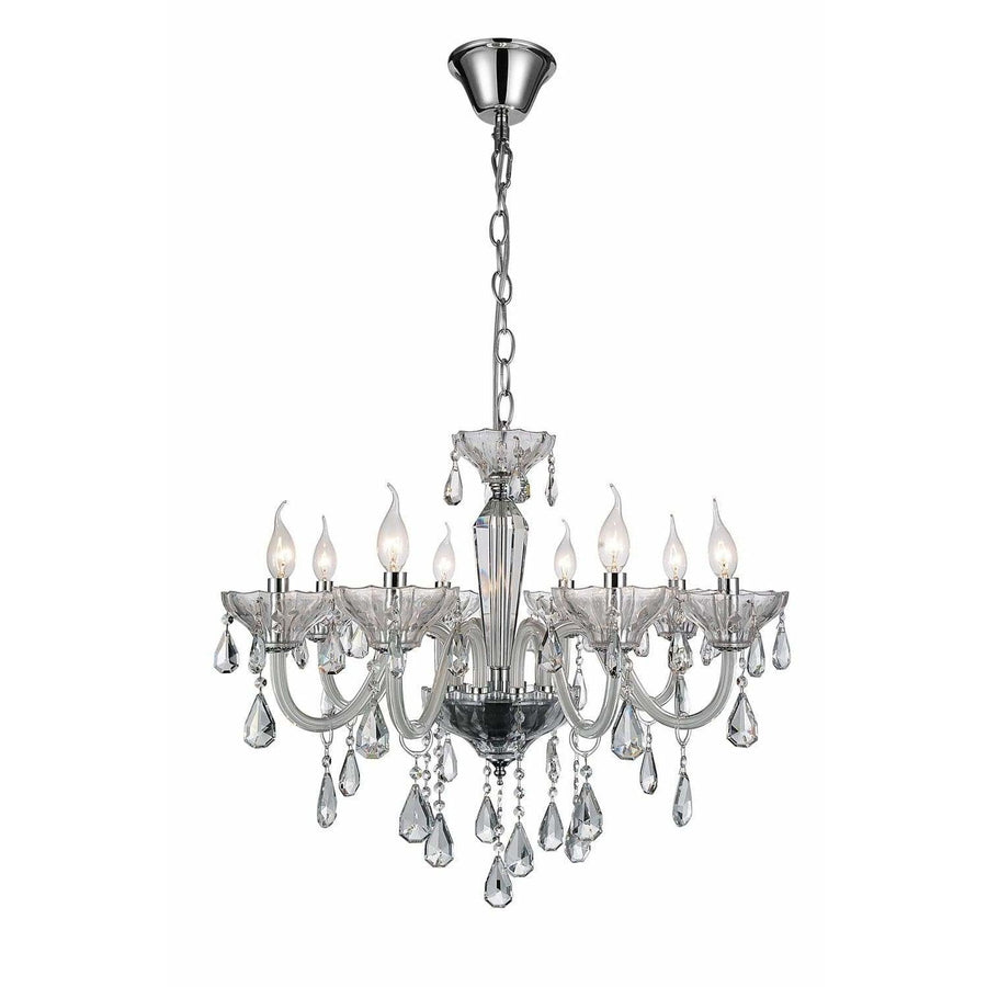 CWI Lighting Chandeliers Chrome / K9 Clear Harvard 8 Light Up Chandelier with Chrome finish by CWI Lighting 8392P28C-8