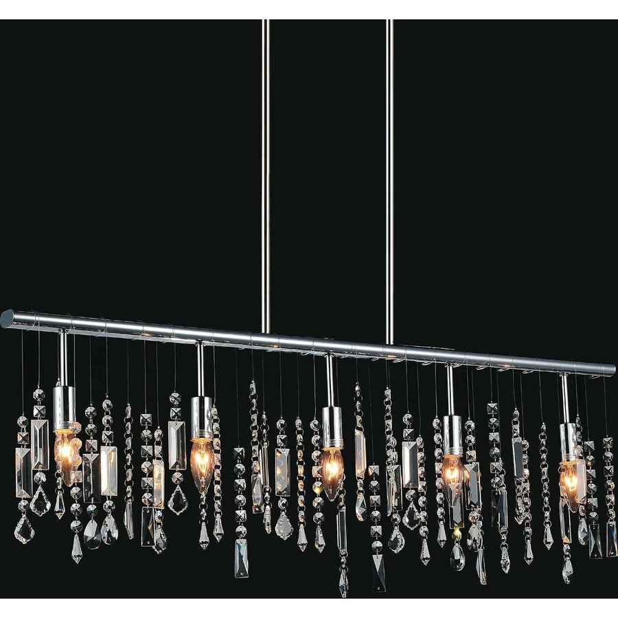 CWI Lighting Chandeliers Chrome / K9 Clear Janine 5 Light Down Chandelier with Chrome finish by CWI Lighting 5549P38C