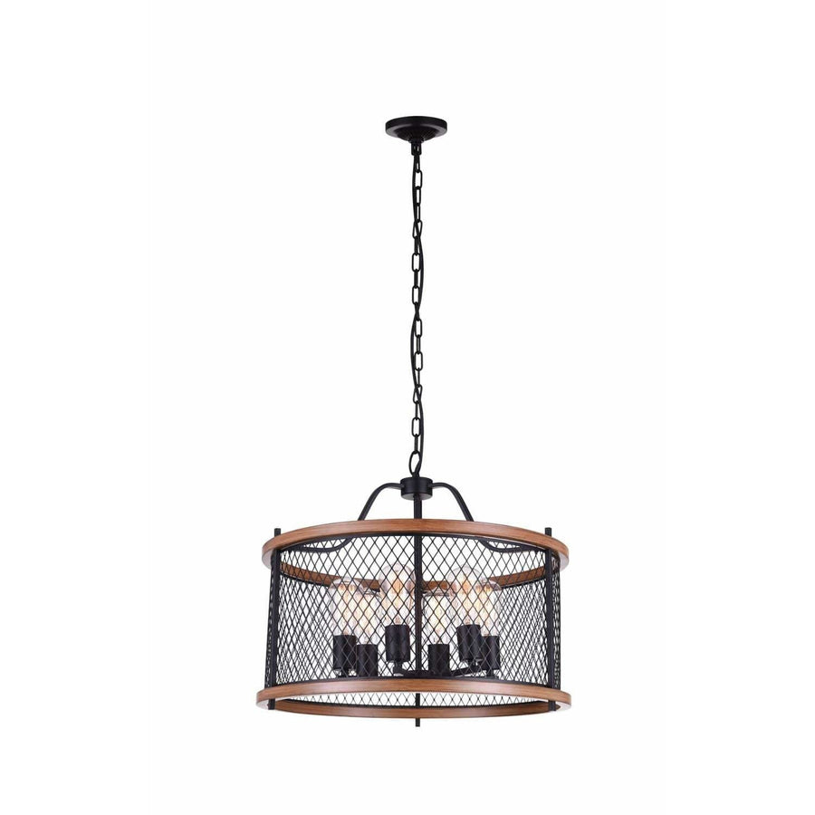 CWI Lighting Chandeliers Black Kayan 6 Light Drum Shade Chandelier with Black finish by CWI Lighting 9960P22-6-101
