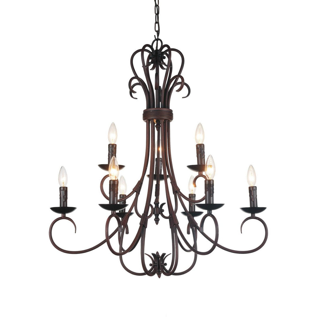 CWI Lighting Chandeliers Oil Rubbed Brown Maddy 9 Light Up Chandelier with Oil Rubbed Brown finish by CWI Lighting 9817P29-9-121