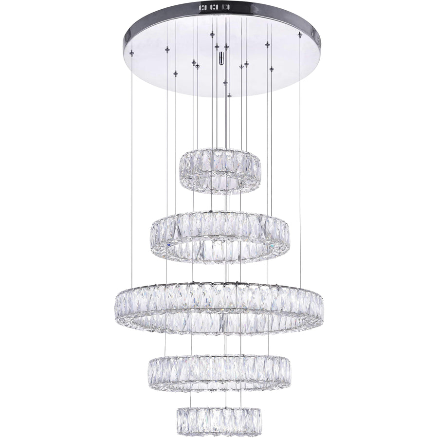 CWI Lighting Chandeliers Chrome / K9 Clear Madeline LED Chandelier with Chrome Finish by CWI Lighting 1044P24-601-R-5C
