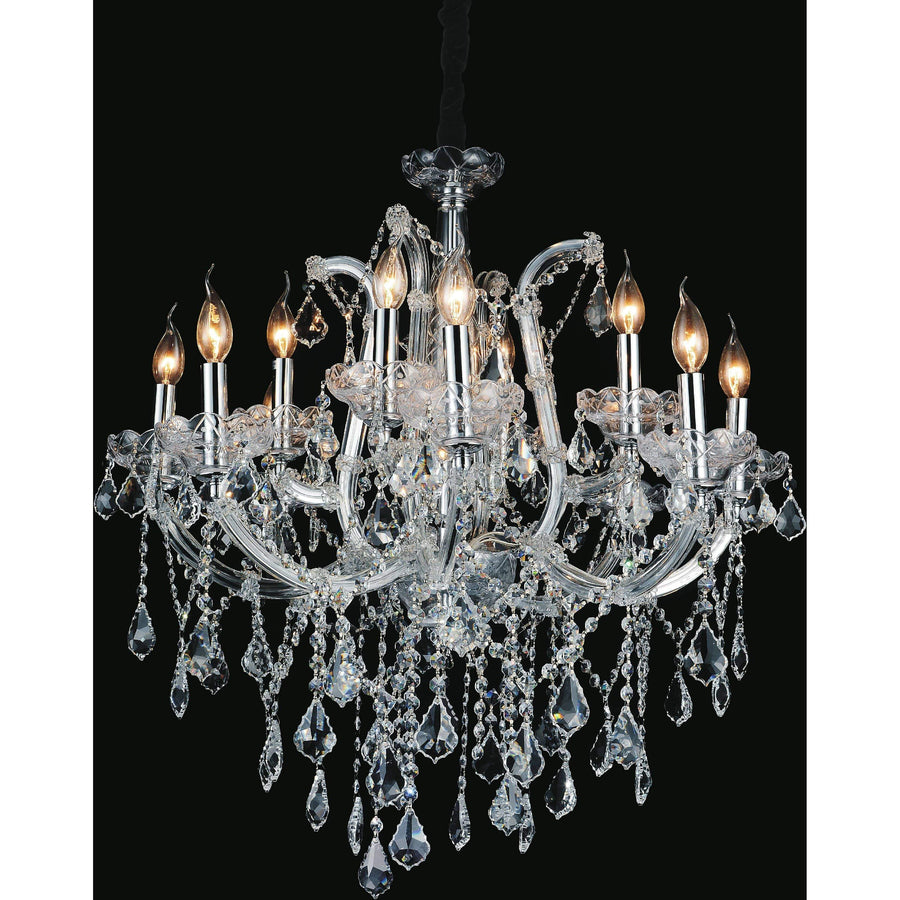 CWI Lighting Chandeliers Chrome / K9 Clear Maria Theresa 12 Light Up Chandelier with Chrome finish by CWI Lighting 8397P30C-12 (Clear)