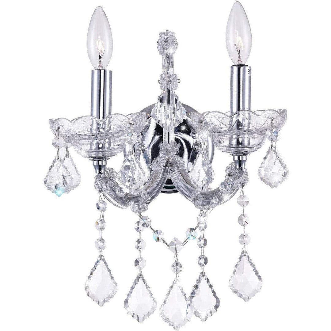 CWI Lighting Wall Sconces Chrome / K9 Clear Maria Theresa 2 Light Wall Sconce with Chrome finish by CWI Lighting 8397W12C-2(Clear)