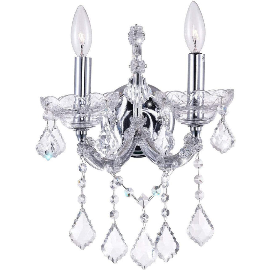 CWI Lighting Wall Sconces Chrome / K9 Clear Maria Theresa 2 Light Wall Sconce with Chrome finish by CWI Lighting 8397W12C-2(Clear)