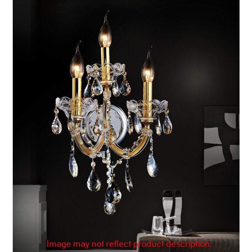 CWI Lighting Wall Sconces Chrome / K9 Clear Maria Theresa 3 Light Wall Sconce with Chrome finish by CWI Lighting 8318W12C-3 (Clear)