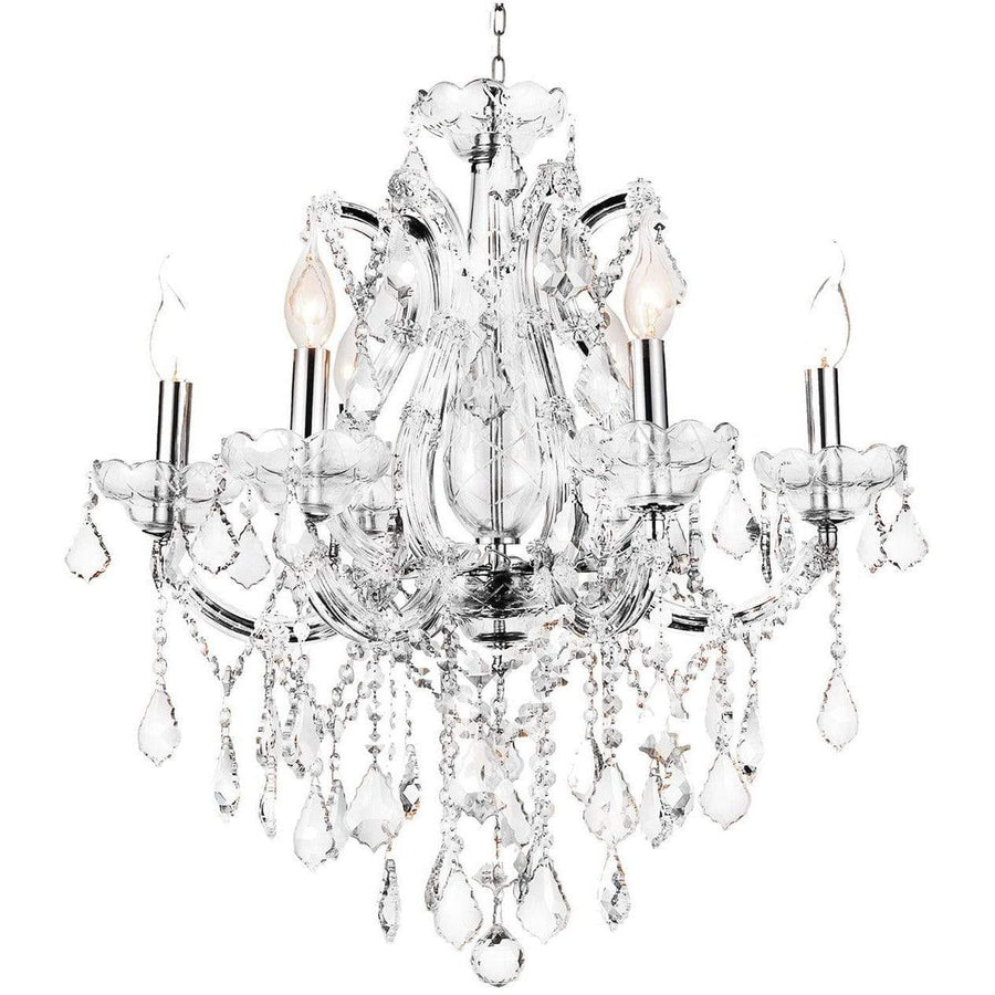 CWI Lighting Chandeliers Chrome / K9 Clear Maria Theresa 6 Light Up Chandelier with Chrome finish by CWI Lighting 8397P24C-6(Clear)