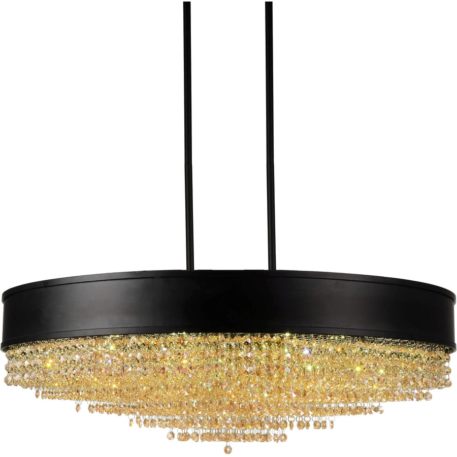 CWI Lighting Chandeliers Black / K9 Clear + Amber Alternating Medina 15 Light Drum Shade Chandelier with Black finish by CWI Lighting 5687P30-22-101