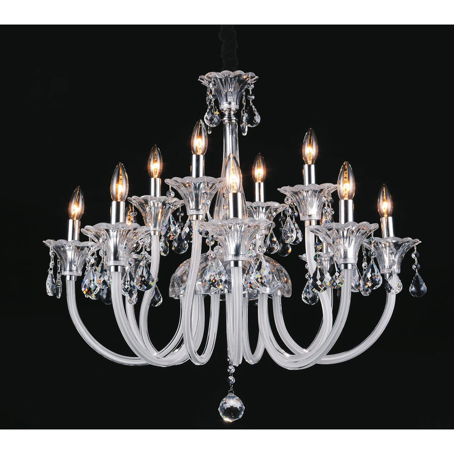 CWI Lighting Chandeliers Chrome / K9 Clear Melanie 12 Light Up Chandelier with Chrome finish by CWI Lighting 8394P33C-12
