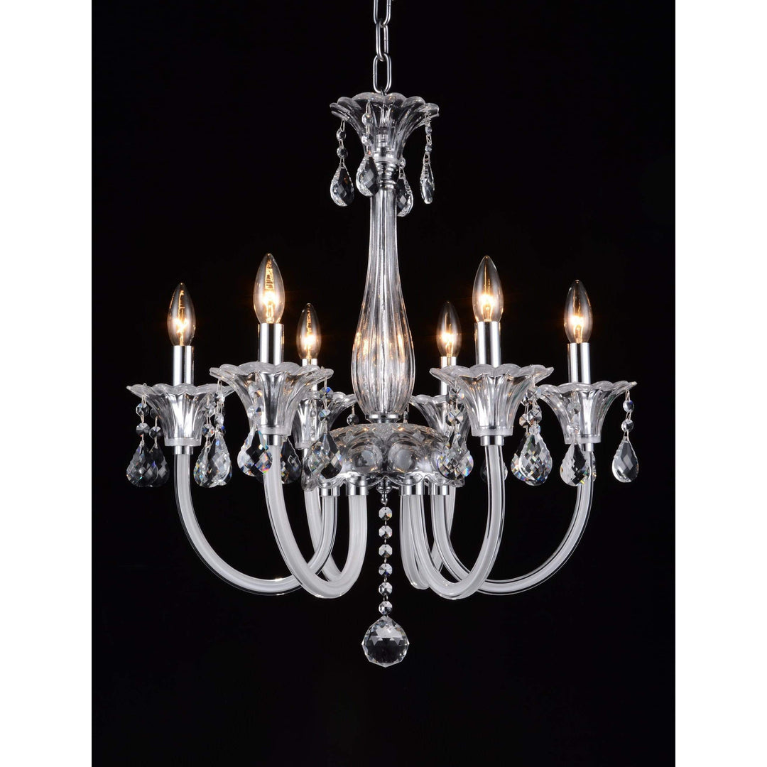 CWI Lighting Chandeliers Chrome / K9 Clear Melanie 6 Light Up Chandelier with Chrome finish by CWI Lighting 8394P23C-6