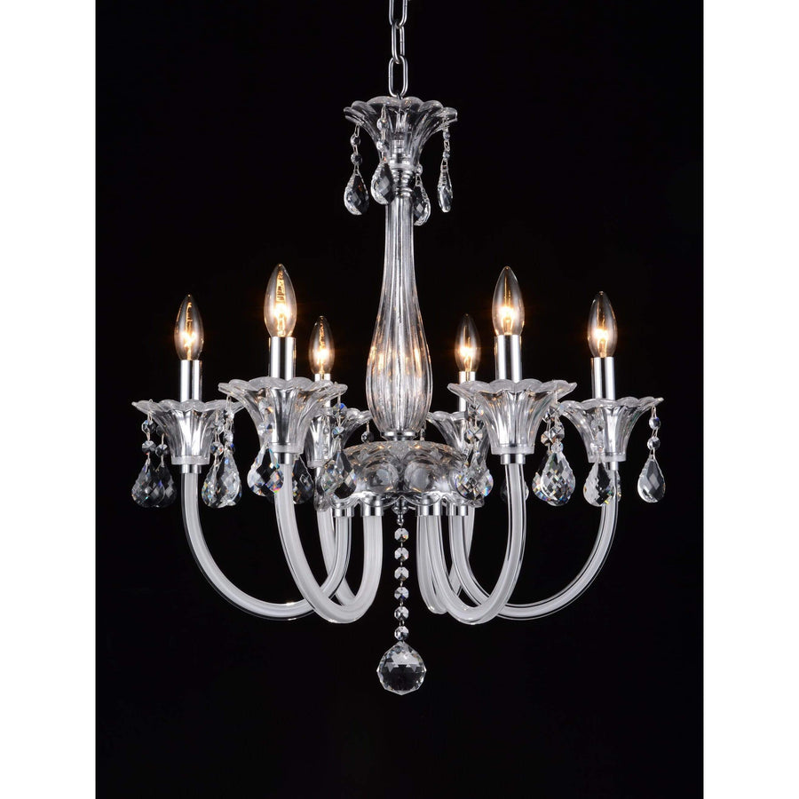 CWI Lighting Chandeliers Chrome / K9 Clear Melanie 6 Light Up Chandelier with Chrome finish by CWI Lighting 8394P23C-6