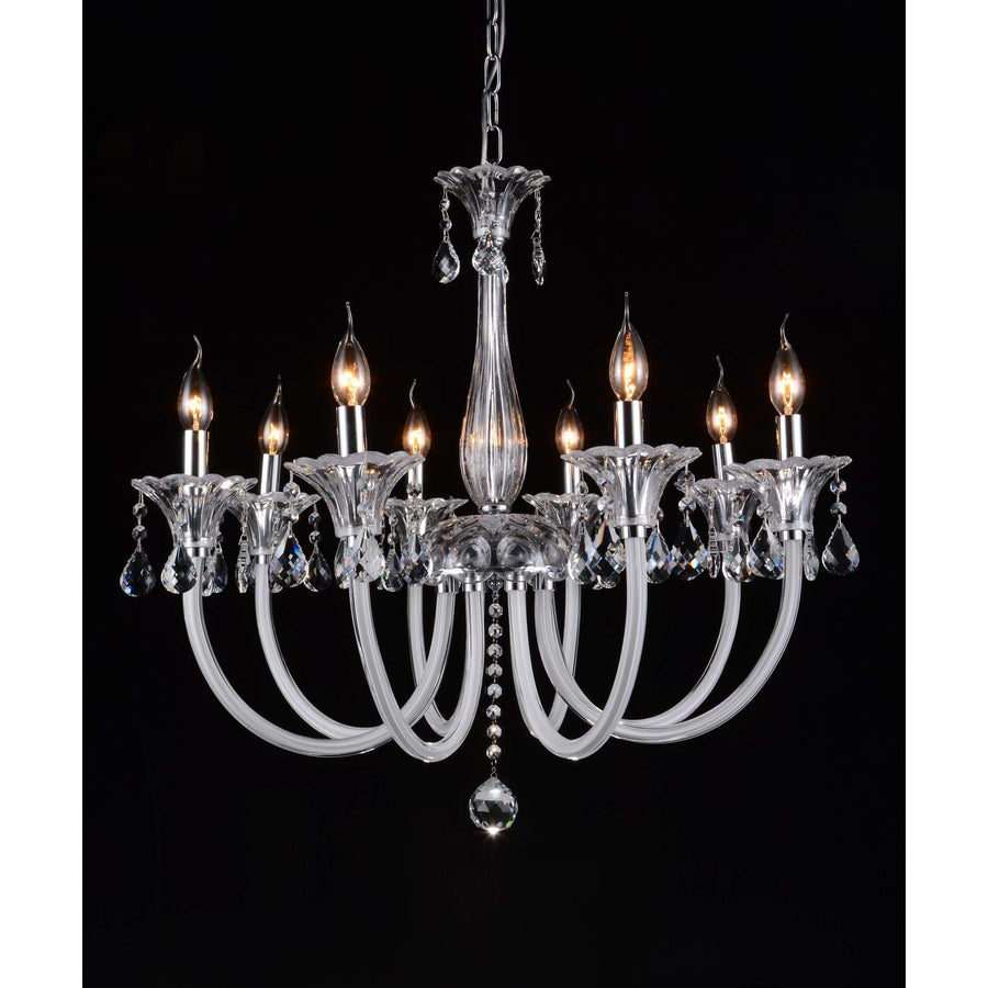 CWI Lighting Chandeliers Chrome / K9 Clear Melanie 8 Light Up Chandelier with Chrome finish by CWI Lighting 8394P30C-8