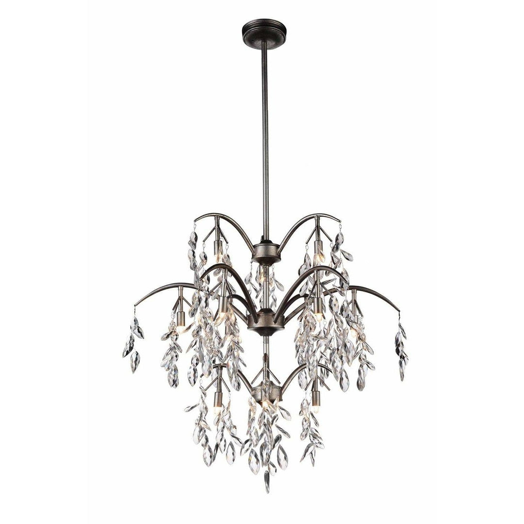 CWI Lighting Chandeliers Silver Mist / K9 Clear Napan 12 Light Down Chandelier with Silver Mist finish by CWI Lighting 9885P28-12-183