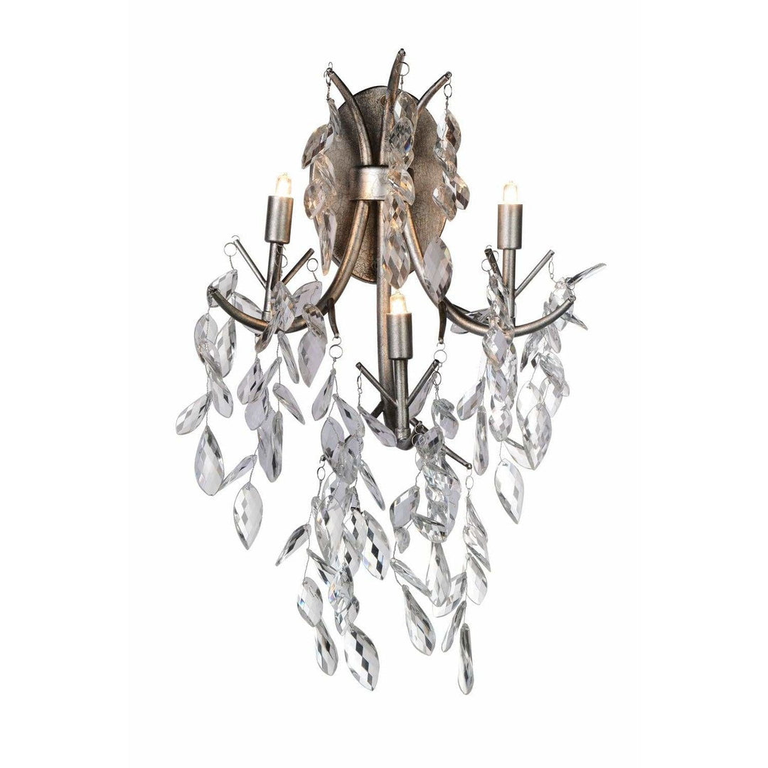 CWI Lighting Wall Sconces Silver Mist / K9 Clear Napan 3 Light Wall Sconce with Silver Mist finish by CWI Lighting 9885W13-3-183
