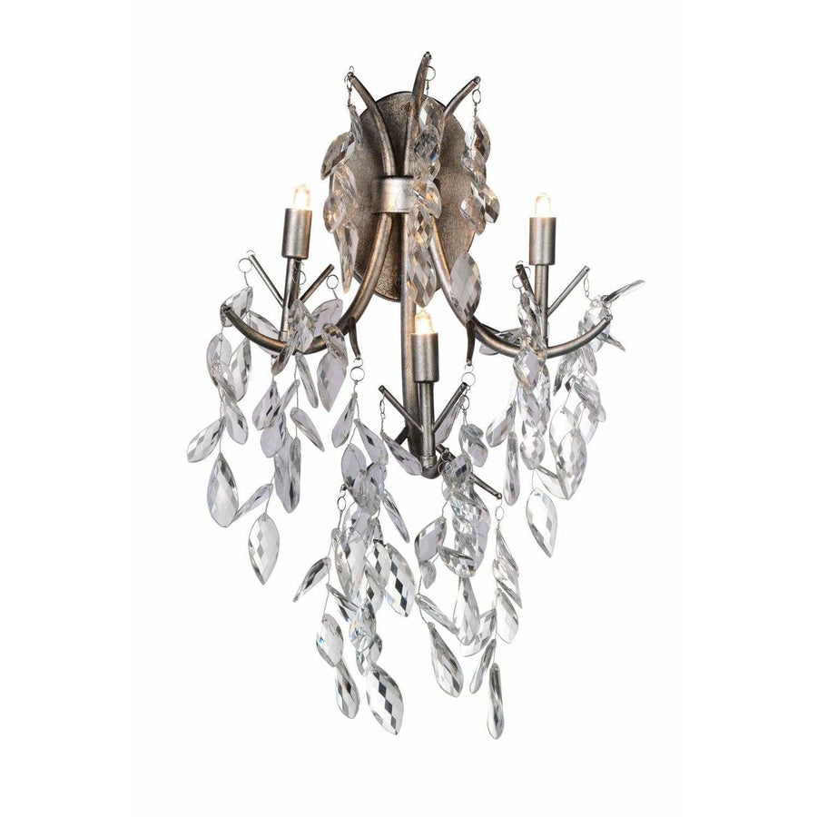 CWI Lighting Wall Sconces Silver Mist / K9 Clear Napan 3 Light Wall Sconce with Silver Mist finish by CWI Lighting 9885W13-3-183