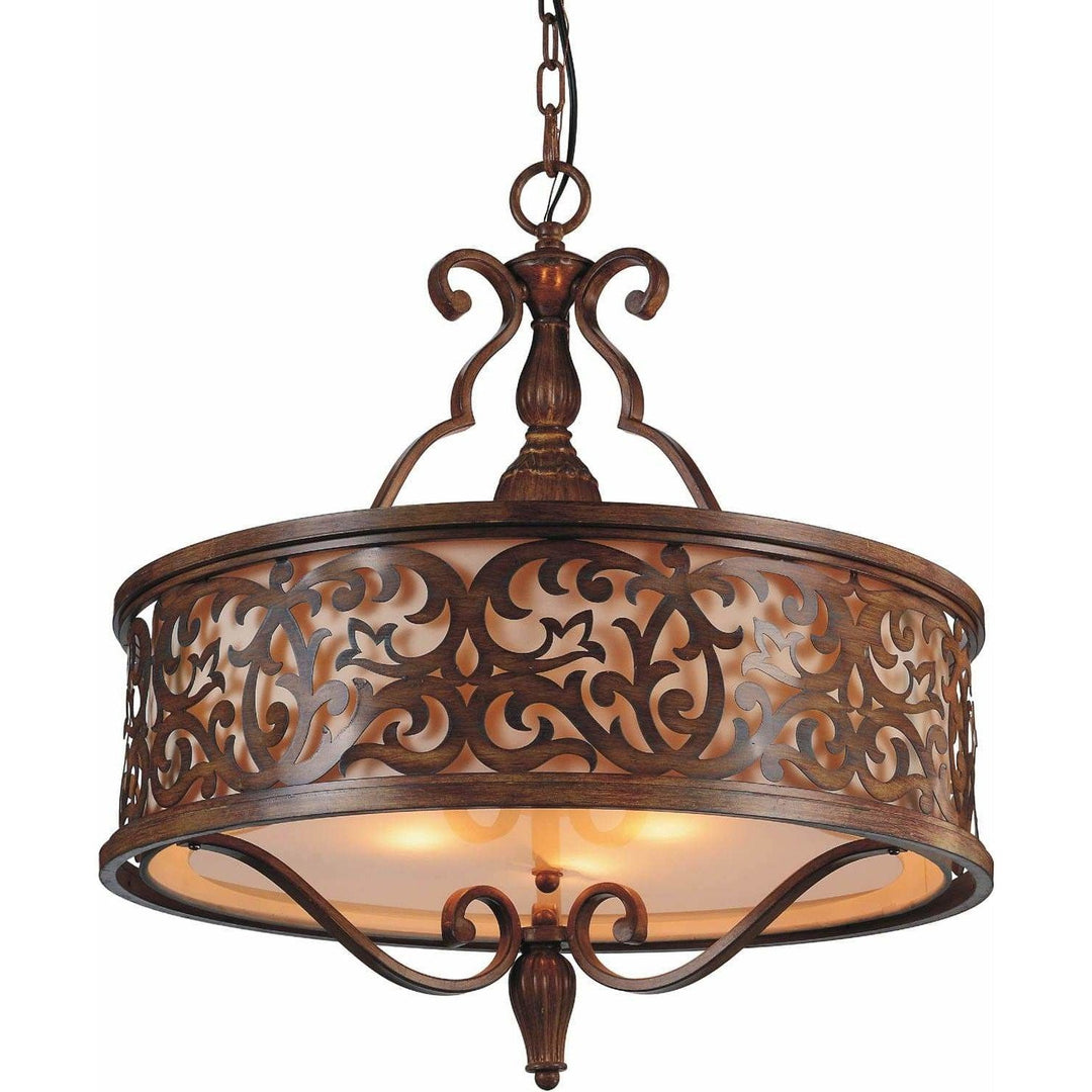 CWI Lighting Chandeliers Brushed Chocolate Nicole 5 Light Drum Shade Chandelier with Brushed Chocolate finish by CWI Lighting 9807P21-5-116-A