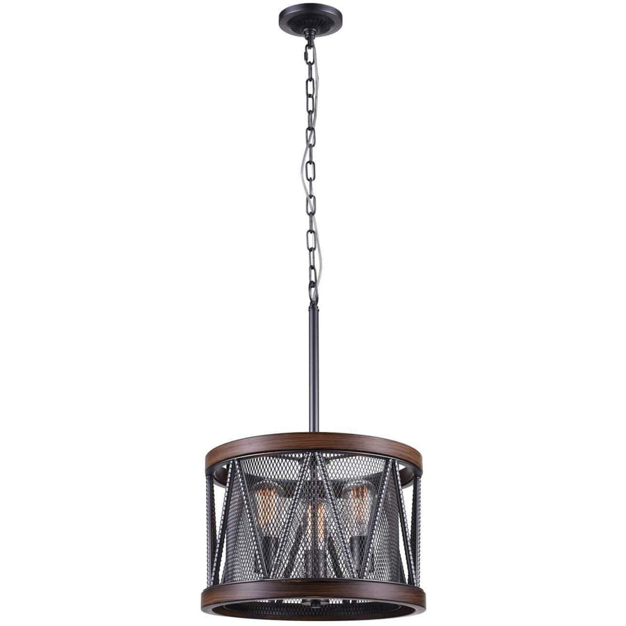 CWI Lighting Chandeliers Pewter Parsh 3 Light Drum Shade Chandelier with Pewter finish by CWI Lighting 9954P16-3-101