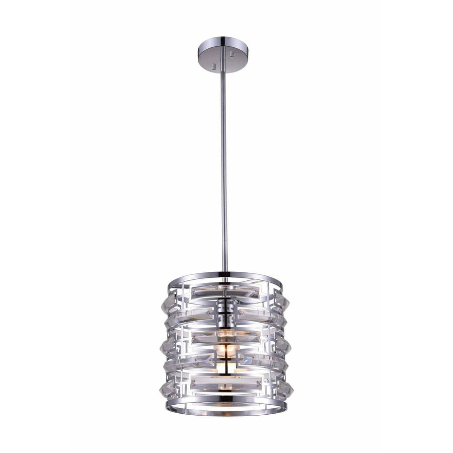 CWI Lighting Mini Chandeliers Chrome / K9 Clear Petia 1 Light Drum Shade Mini Chandelier with Chrome finish by CWI Lighting 9975P10-1-601