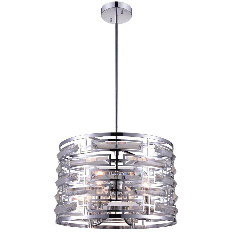 CWI Lighting Chandeliers Chrome / K9 Clear Petia 4 Light Drum Shade Chandelier with Chrome finish by CWI Lighting 9975P15-4-601