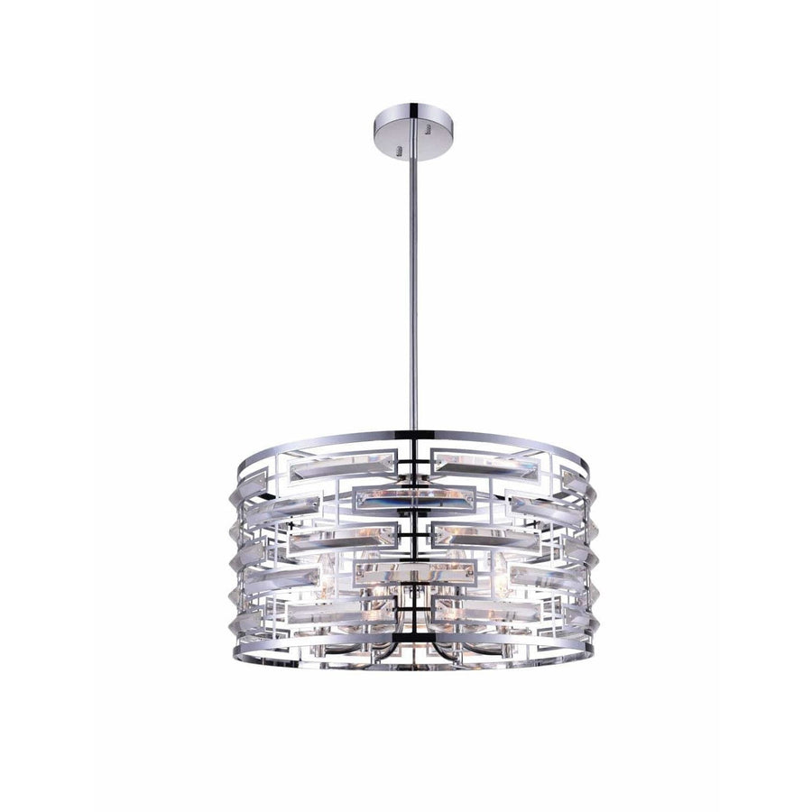 CWI Lighting Chandeliers Chrome / K9 Clear Petia 6 Light Drum Shade Chandelier with Chrome finish by CWI Lighting 9975P20-6-601