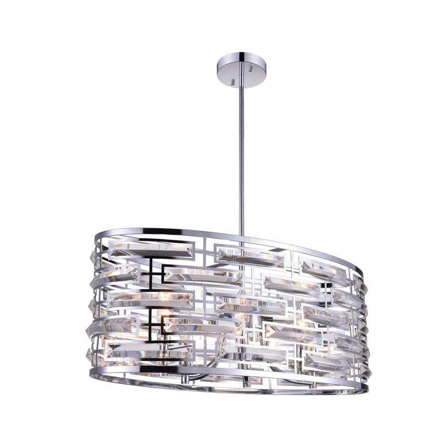 CWI Lighting Chandeliers Chrome / K9 Clear Petia 6 Light Drum Shade Chandelier with Chrome finish by CWI Lighting 9975P27-6-601