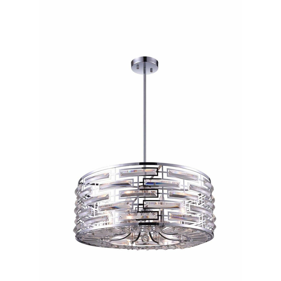 CWI Lighting Chandeliers Chrome / K9 Clear Petia 8 Light Drum Shade Chandelier with Chrome finish by CWI Lighting 9975P25-8-601