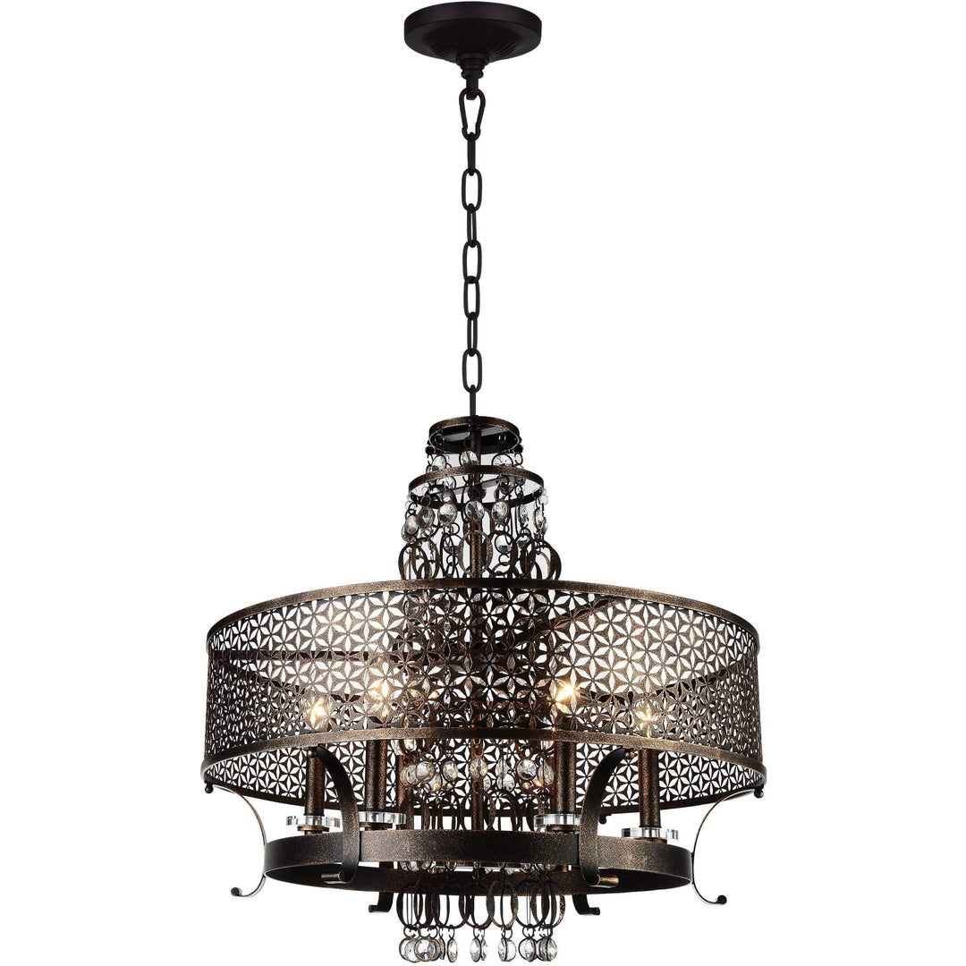 CWI Lighting Chandeliers Golden Bronze / K9 Clear Pollett 6 Light Up Chandelier with Golden Bronze finish by CWI Lighting 9901P24-6-185