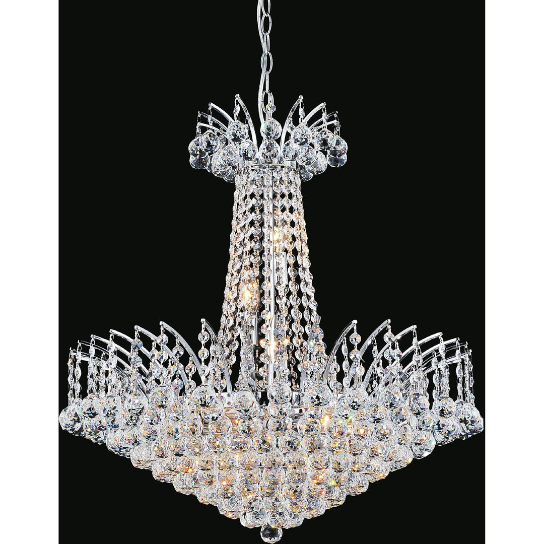 CWI Lighting Chandeliers Chrome / K9 Clear Posh 11 Light Down Chandelier with Chrome finish by CWI Lighting 8010P24C
