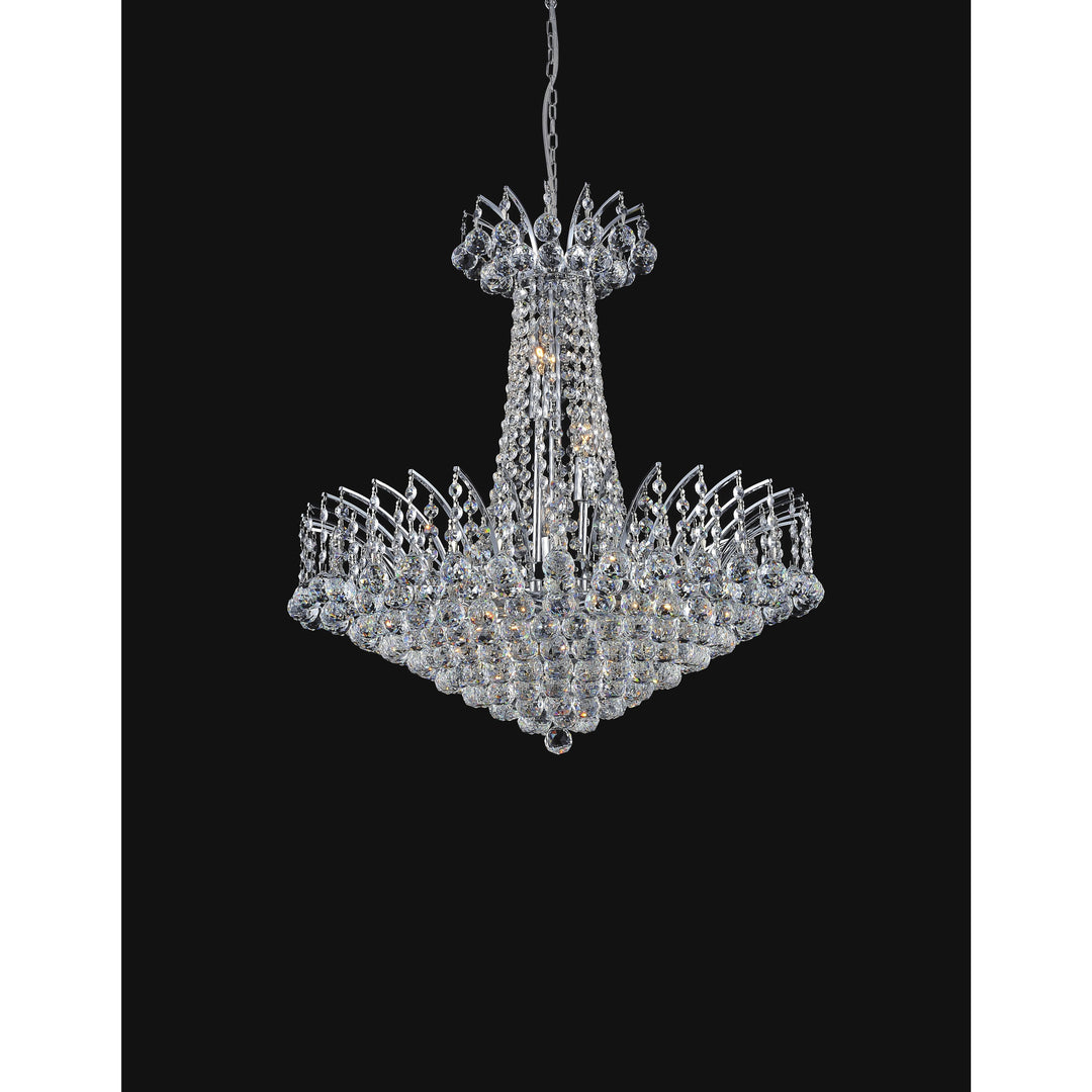 CWI Lighting Chandeliers Chrome / K9 Clear Posh 22 Light Down Chandelier with Chrome finish by CWI Lighting 8010P30C