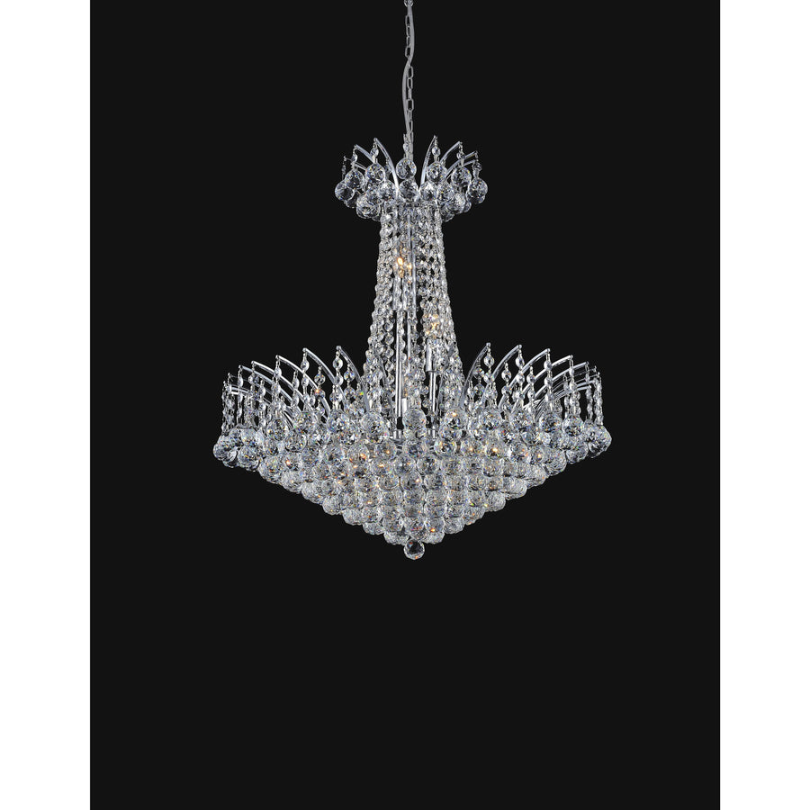 CWI Lighting Chandeliers Chrome / K9 Clear Posh 22 Light Down Chandelier with Chrome finish by CWI Lighting 8010P30C
