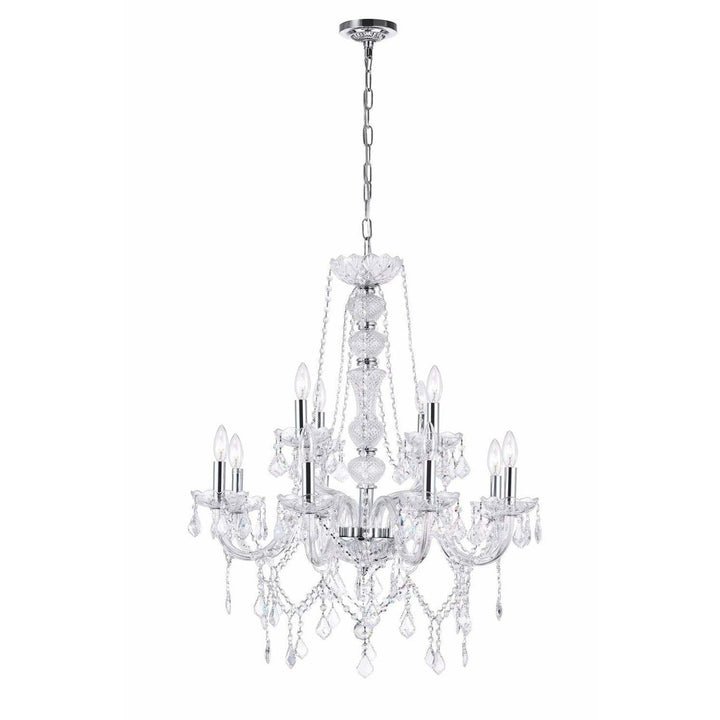 CWI Lighting Chandeliers Chrome / K9 Clear Princeton 12 Light Down Chandelier with Chrome finish by CWI Lighting 8023P30C