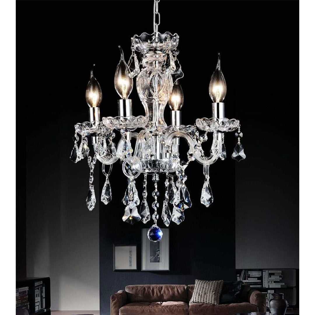 CWI Lighting Chandeliers Chrome / K9 Clear Princeton 4 Light Up Chandelier with Chrome finish by CWI Lighting 8276P14C-4 (Clear)