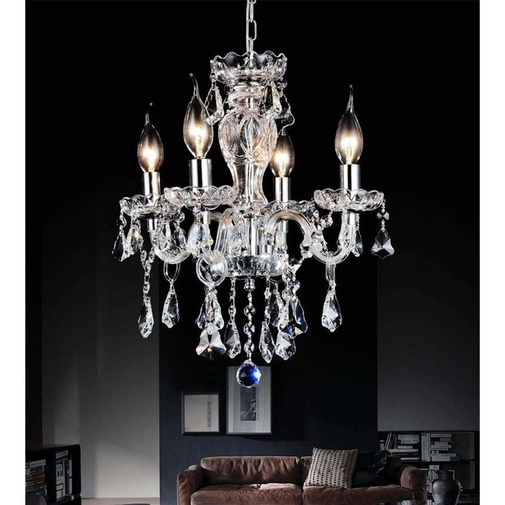 CWI Lighting Chandeliers Chrome / K9 Clear Princeton 4 Light Up Chandelier with Chrome finish by CWI Lighting 8276P14C-4 (Clear)