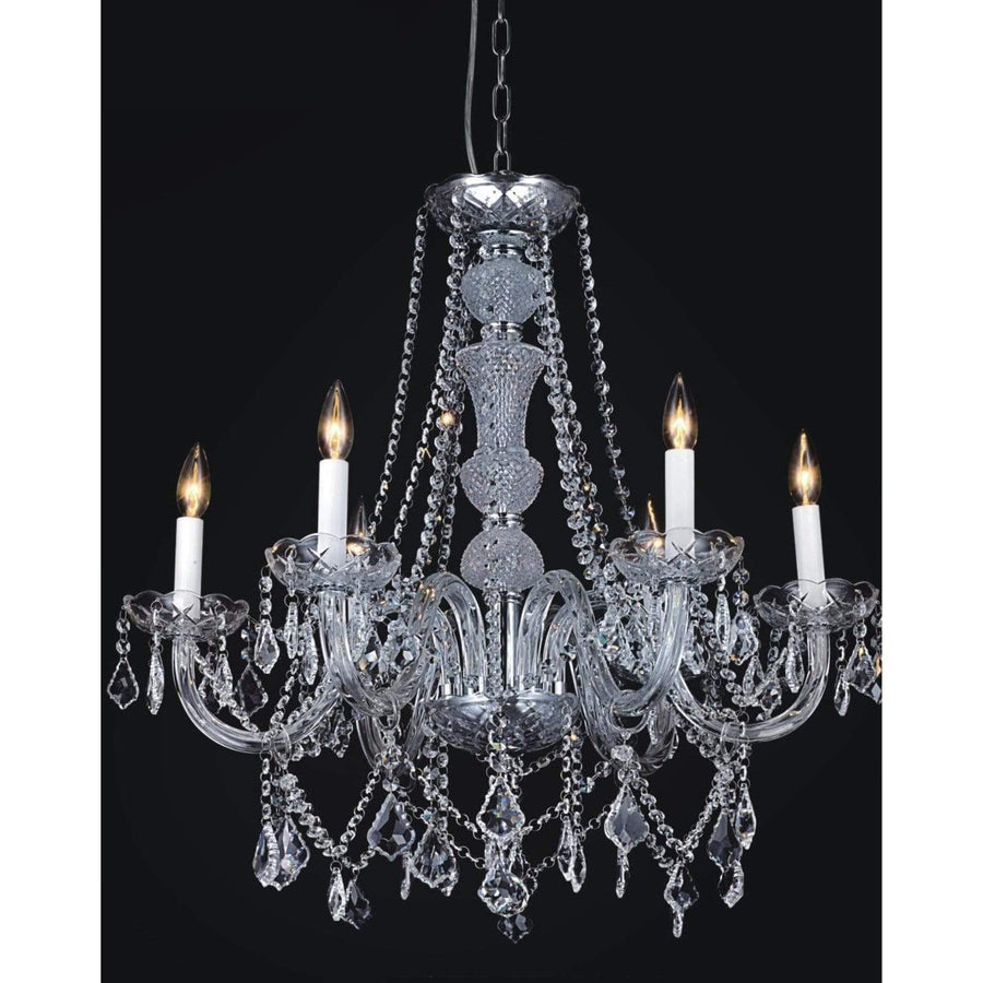 CWI Lighting Chandeliers Chrome / K9 Clear Princeton 6 Light Down Chandelier with Chrome finish by CWI Lighting 8023P24C-6