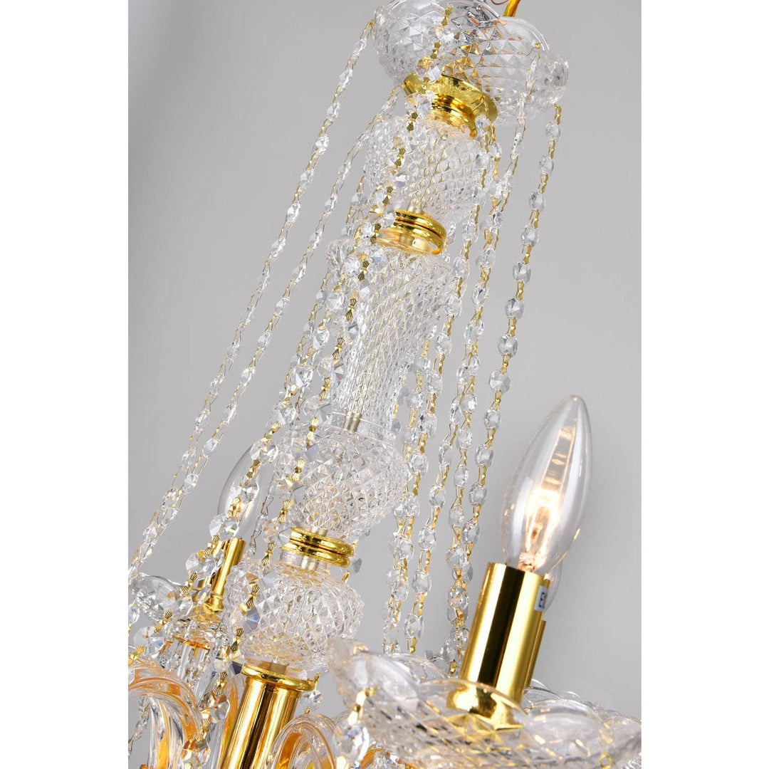CWI Lighting Chandeliers Gold / K9 Clear Princeton 6 Light Down Chandelier with Gold finish by CWI Lighting 8023P24G-6