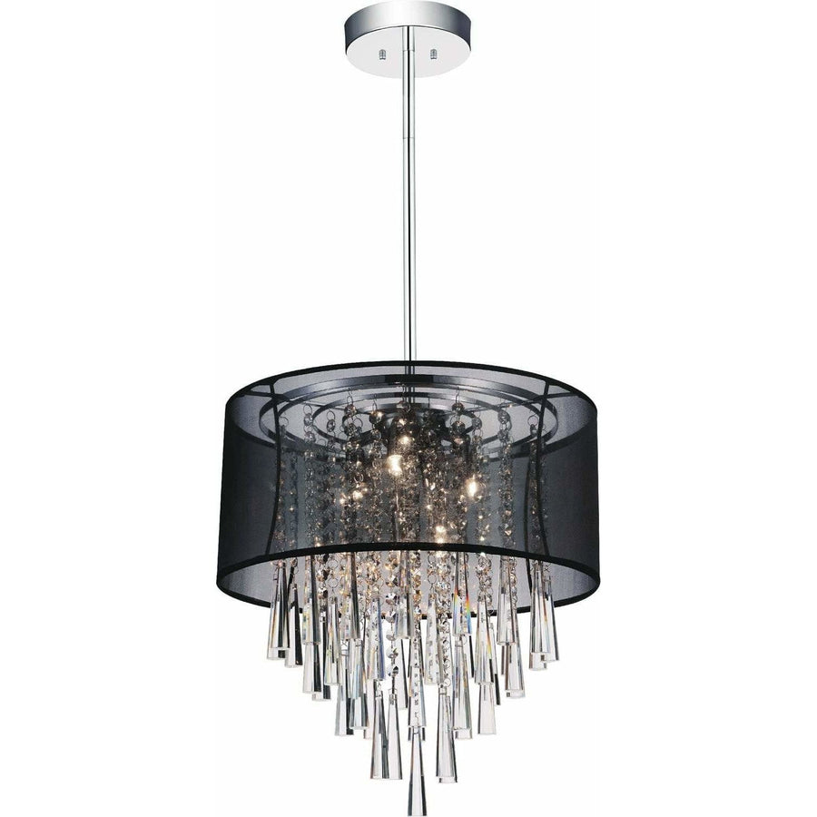 CWI Lighting Chandeliers Chrome / K9 Clear Renee 6 Light Drum Shade Chandelier with Chrome finish by CWI Lighting 5519P17C (Black)