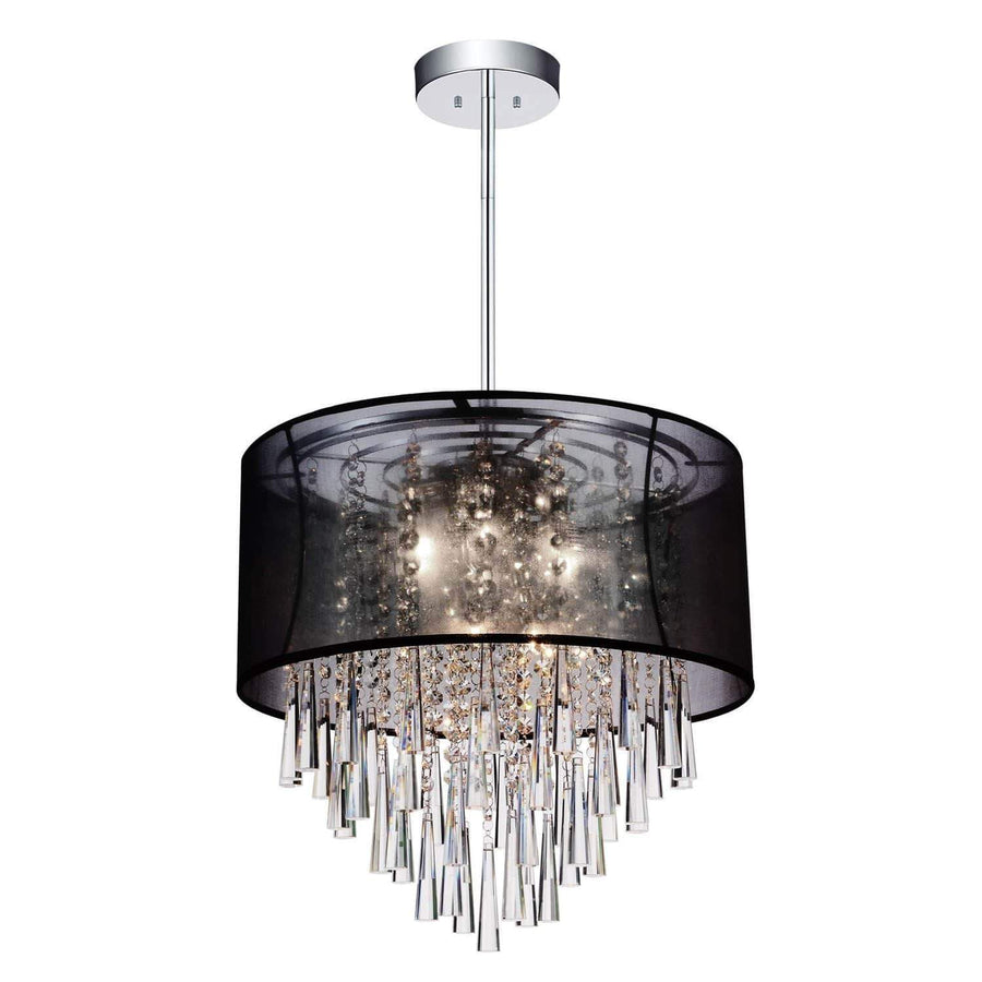 CWI Lighting Chandeliers Chrome / K9 Clear Renee 8 Light Drum Shade Chandelier with Chrome finish by CWI Lighting 5519P19C (Black)