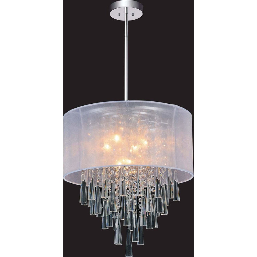 CWI Lighting Chandeliers Chrome / K9 Clear Renee 8 Light Drum Shade Chandelier with Chrome finish by CWI Lighting 5519P19C (Off White)