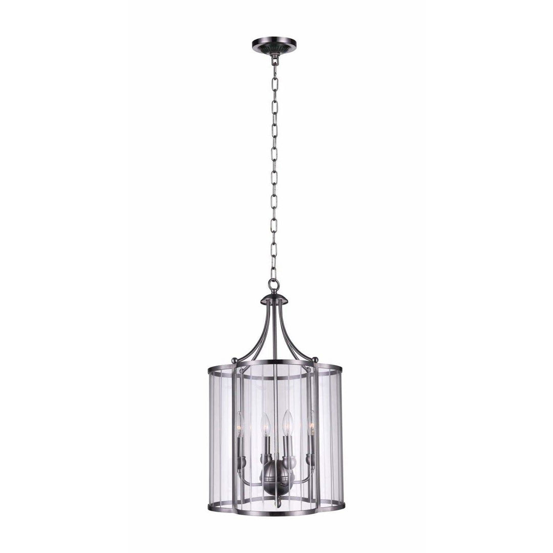 CWI Lighting Pendants Satin Nickel / Clear Renishaw 4 Light Drum Shade Pendant with Satin Nickel finish by CWI Lighting 9919P16-4-606-C