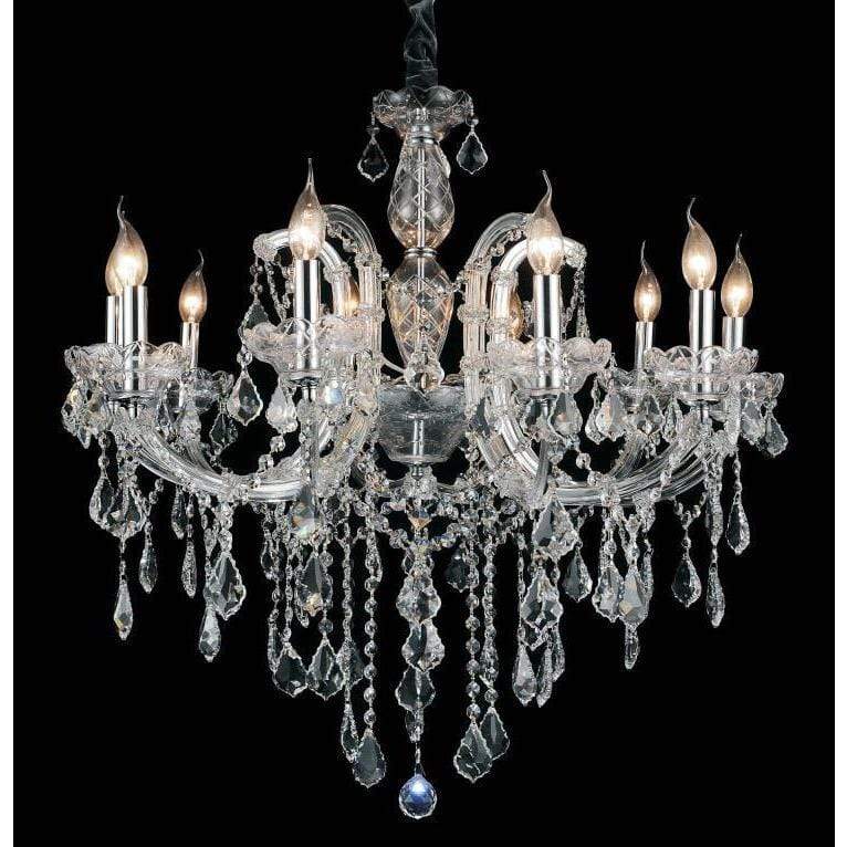 CWI Lighting Chandeliers Chrome / K9 Clear Riley 10 Light Up Chandelier with Chrome finish by CWI Lighting 8399P32C-10 (Clear)