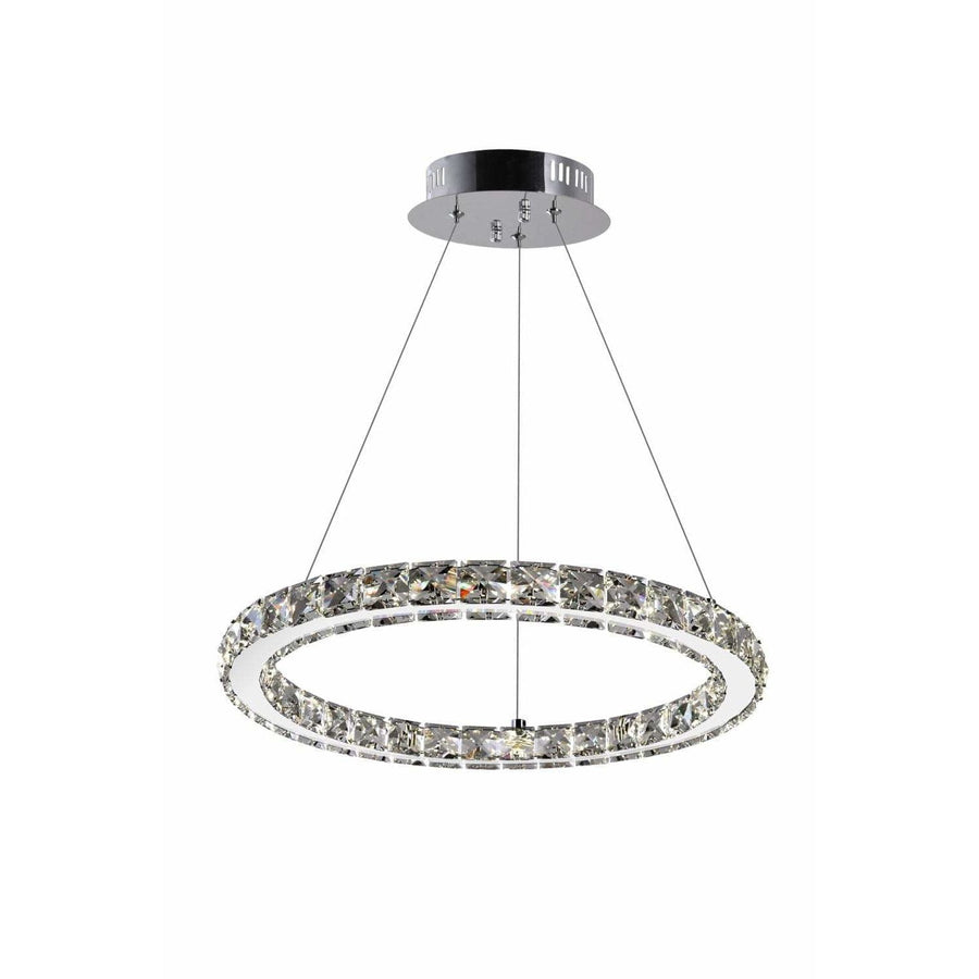 CWI Lighting Chandeliers Chrome / K9 Clear Ring LED Chandelier with Chrome finish by CWI Lighting 5080P16ST-R