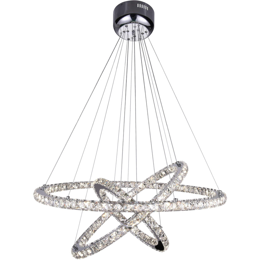CWI Lighting Chandeliers Chrome / K9 Clear Ring LED Chandelier with Chrome finish by CWI Lighting 5080P32ST-3R