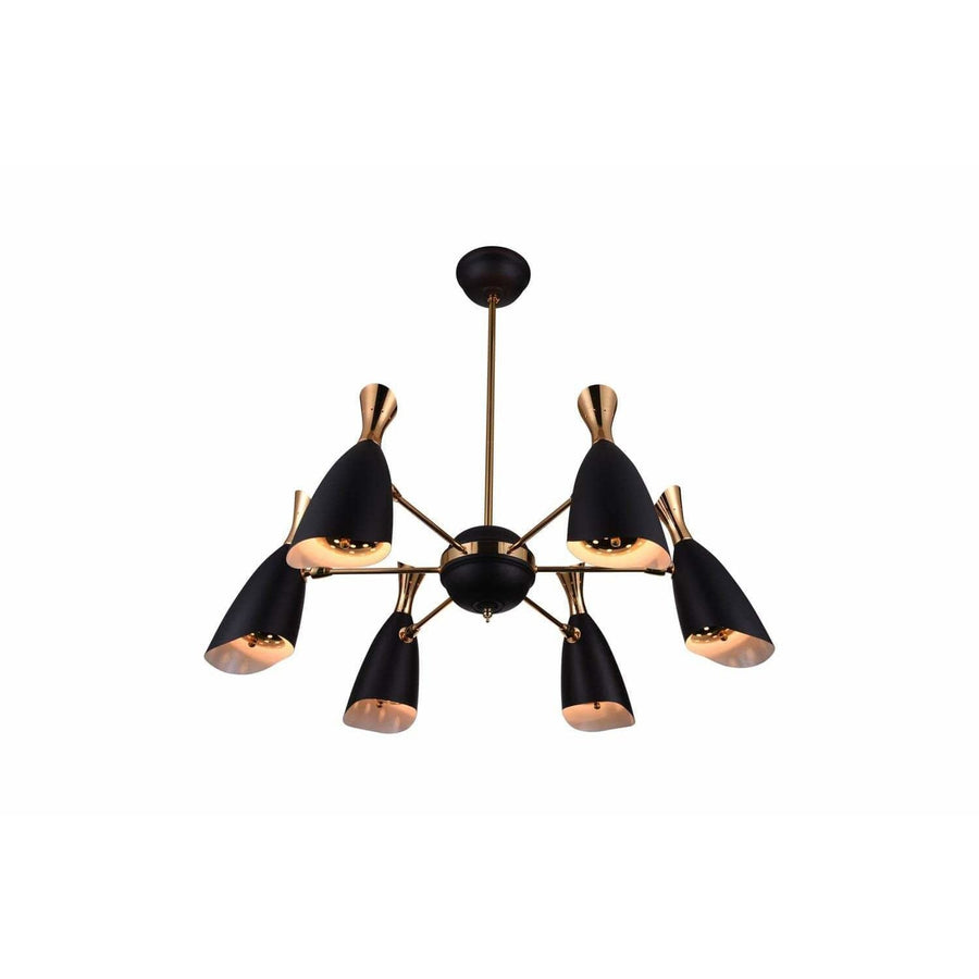 CWI Lighting Chandeliers Matte Black & Satin Gold Rolin 12 Light Down Chandelier with Matte Black & Satin Gold finish by CWI Lighting 1016P43-6-129