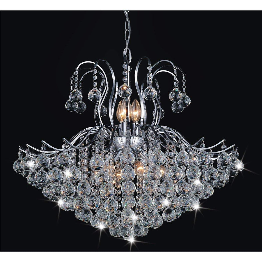 CWI Lighting Chandeliers Chrome / K9 Clear Royal 6 Light Down Chandelier with Chrome finish by CWI Lighting 8019P24C