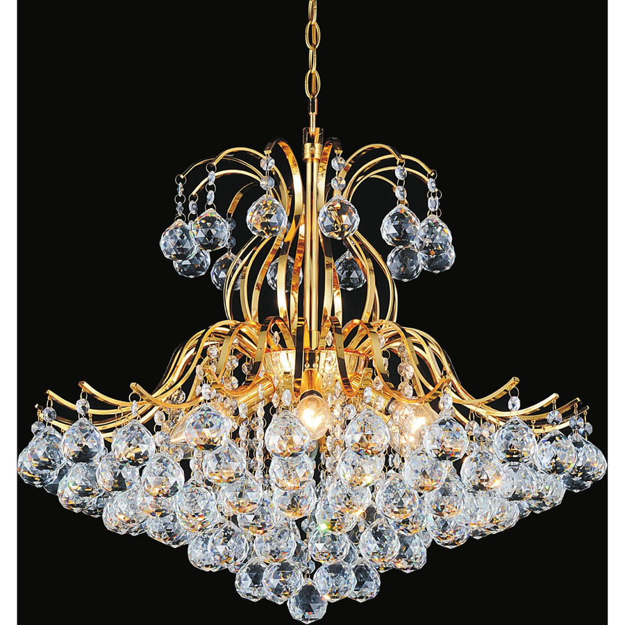 CWI Lighting Chandeliers Gold / K9 Clear Royal 6 Light Down Chandelier with Gold finish by CWI Lighting 8019P24G