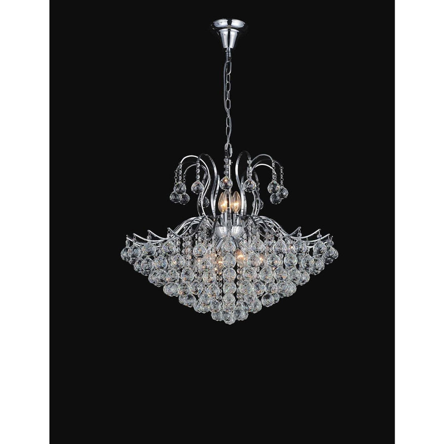 CWI Lighting Chandeliers Chrome / K9 Clear Royal 9 Light Down Chandelier with Chrome finish by CWI Lighting 8019P28C